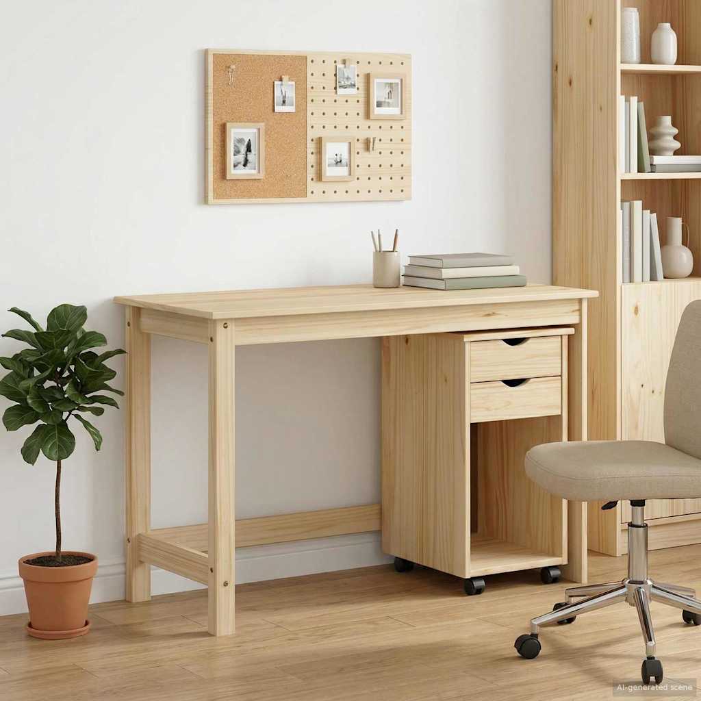 Desk Cabinet Set 2 pcs Brown Solid Pine Wood