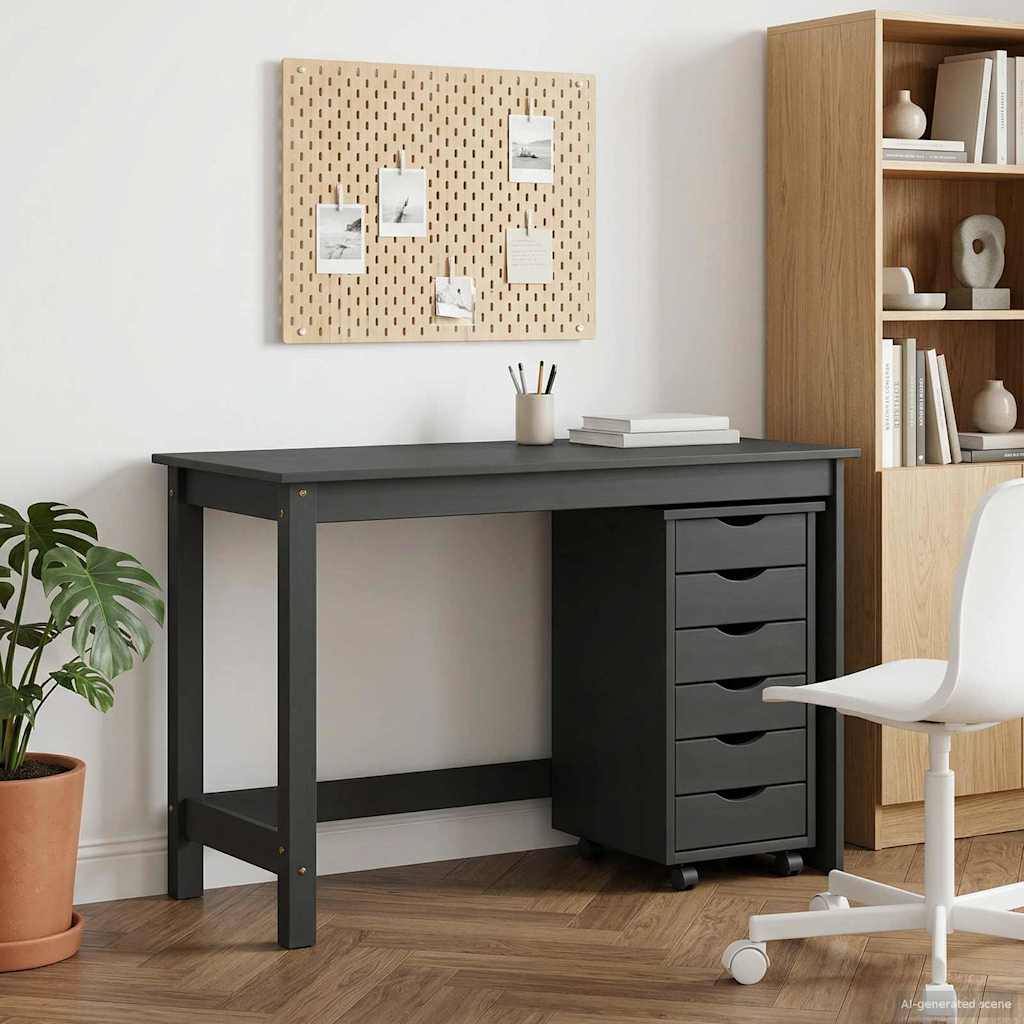 Desk and Rolling Cabinet Set MOSS 2 pcs Grey