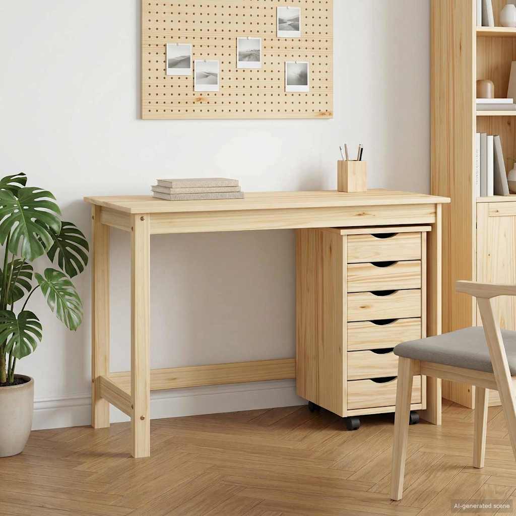 Desk and Rolling Cabinet Set MOSS 2 pcs Brown