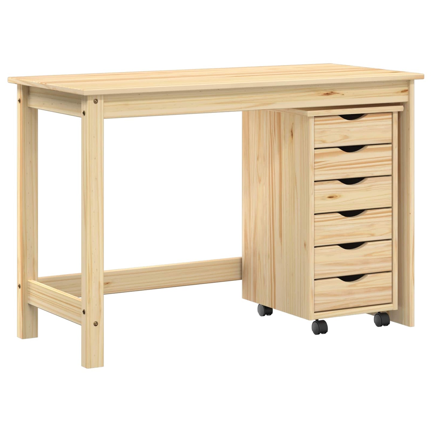 Desk and Rolling Cabinet Set MOSS 2 pcs Brown