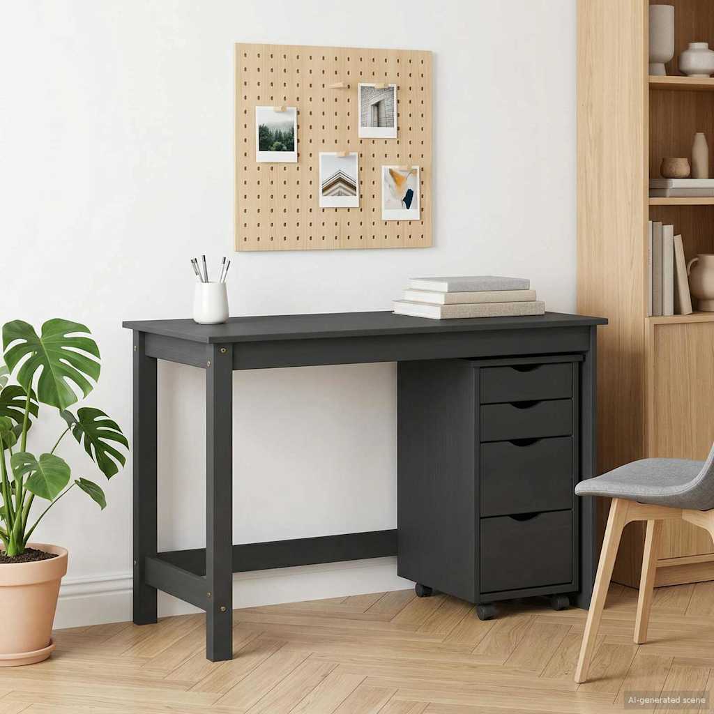 Desk and Rolling Cabinet Set MOSS 2 pcs Grey