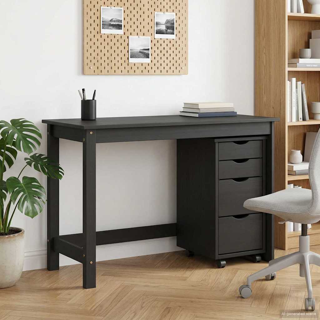 Desk and Rolling Cabinet Set MOSS 2 pcs Black