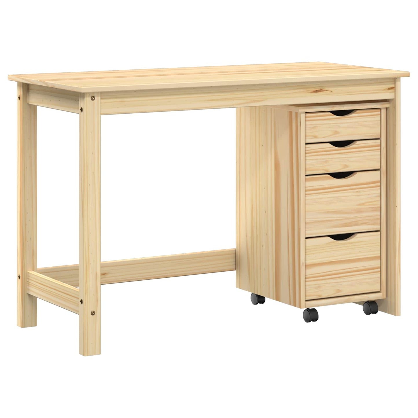Desk and Rolling Cabinet Set MOSS 2 pcs Brown