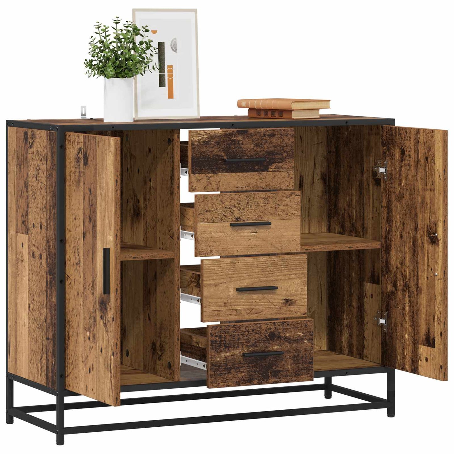 Sideboard Oak Wood 92 x 35 x 76 cm Engineered Wood