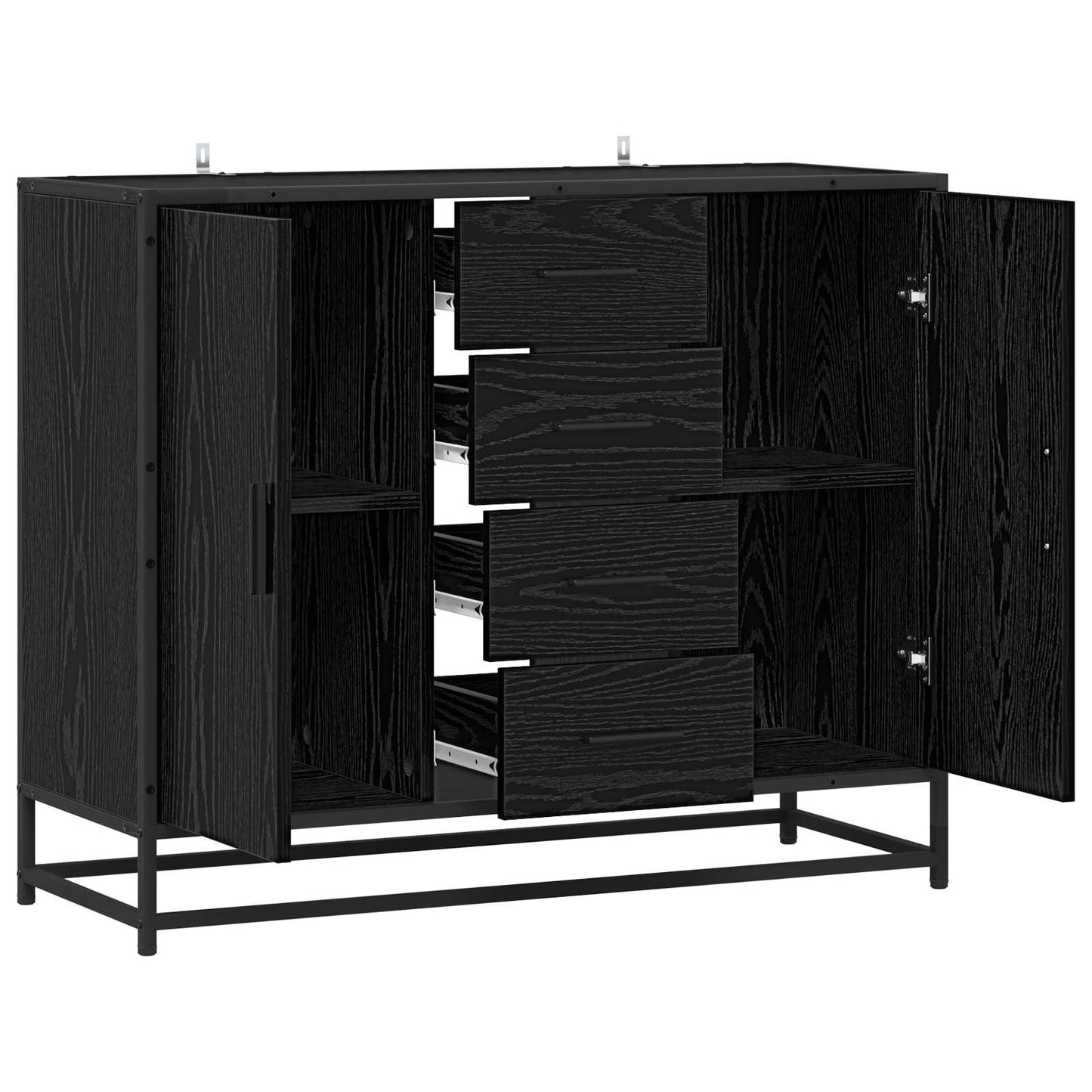 Sideboard Black Oak 92 x 35 x 76 cm Engineered Wood