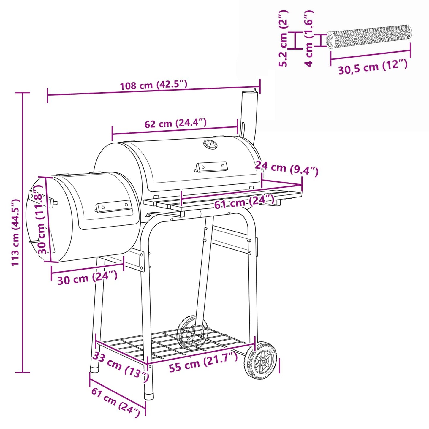 Outdoor Grill 103 x 60 x 113 cm Steel Black