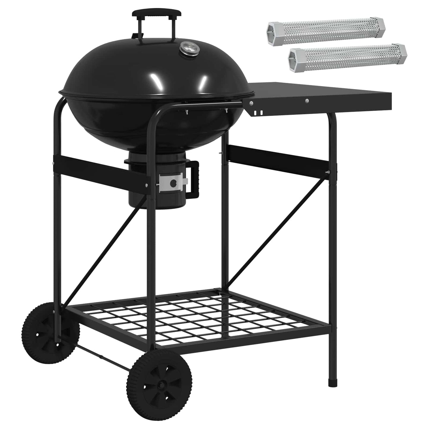 Charcoal Grill with Smoker Tubes 91 x 71 x 107 cm Steel Black