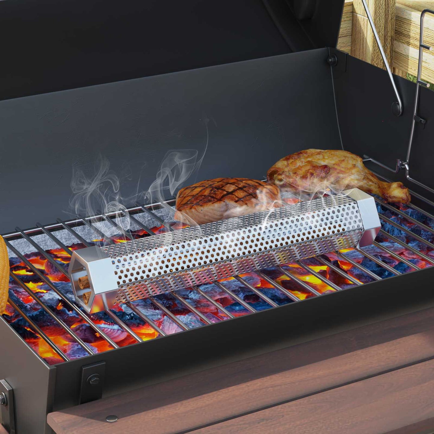 Outdoor Grill Ø 40 x 80 cm Steel Black