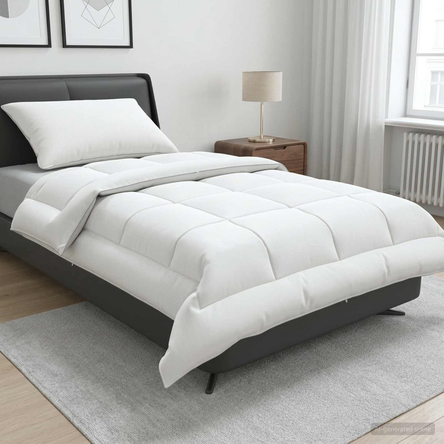 Duvet and Pillow Set 2 pcs 135x200 cm Summer 140 GSM Wool White