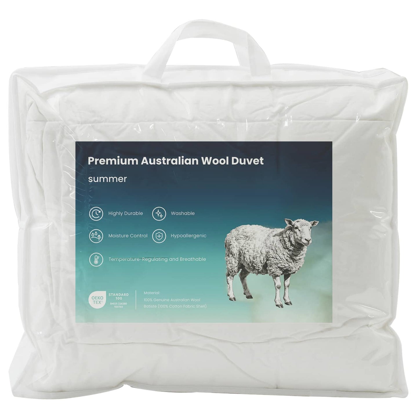 Duvet and Pillow Set 2 pcs 140x200 cm Summer 140 GSM Wool White
