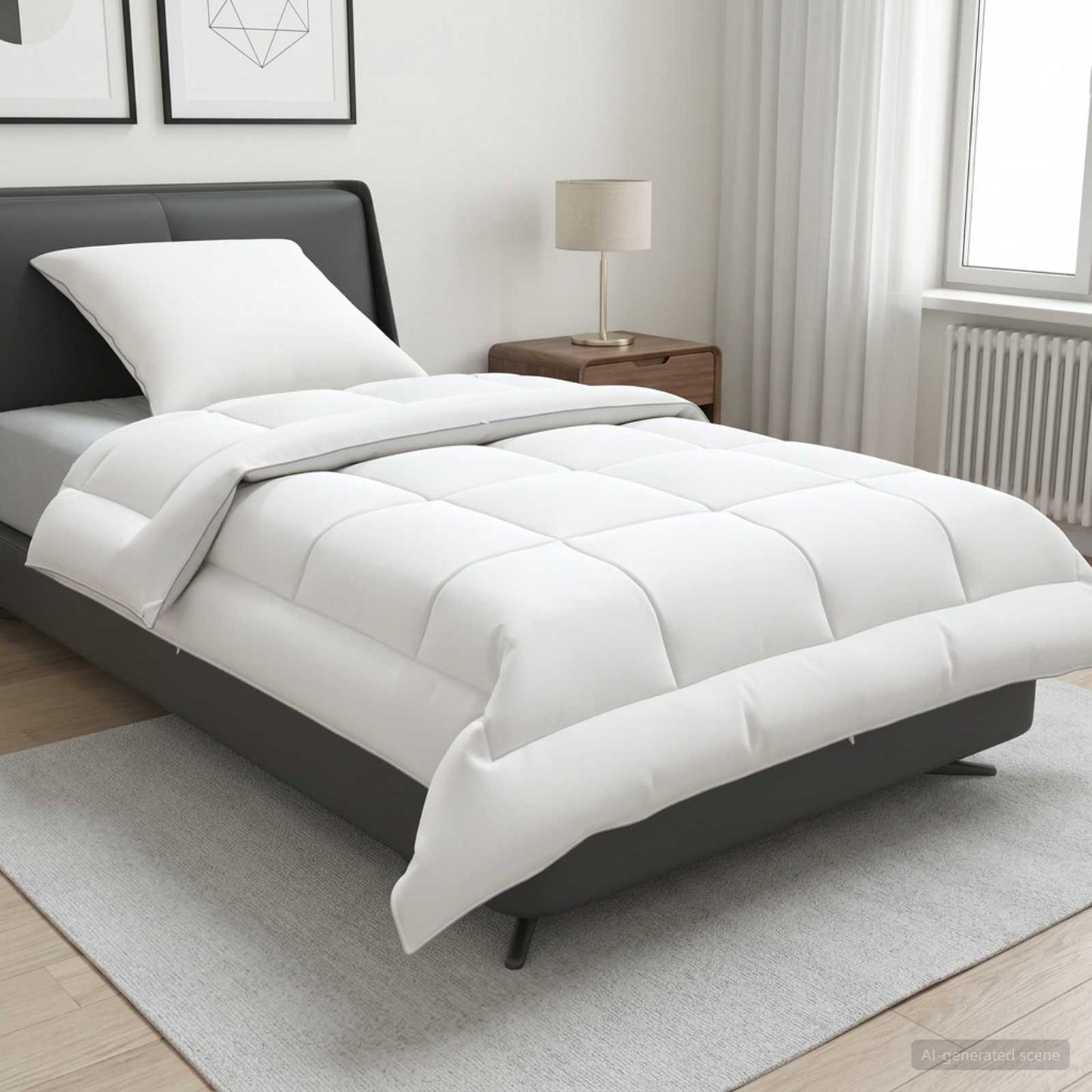 Duvet and Pillow Set 2 pcs 140x200 cm Summer 140 GSM Wool White