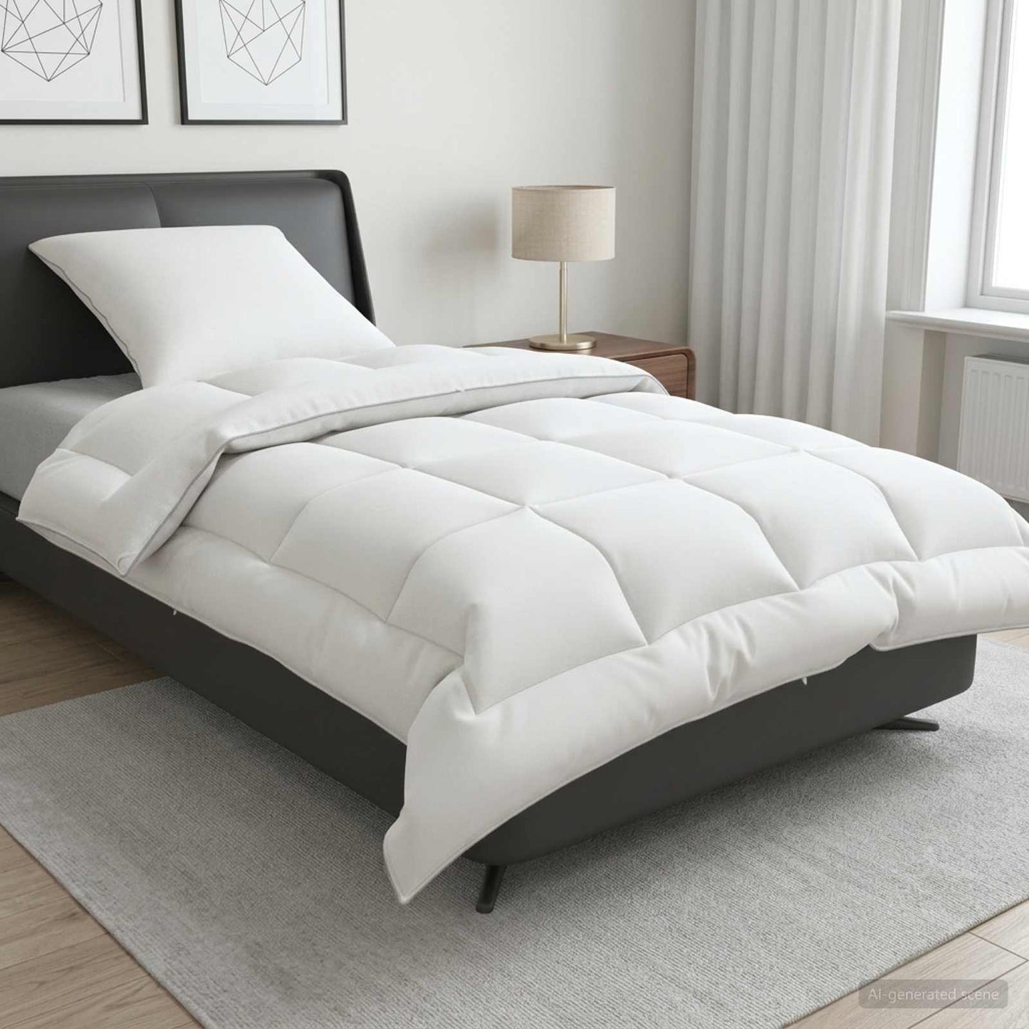Duvet and Pillow Set 2 pcs 140x200 cm 4 Seasons 350 GSM Wool
