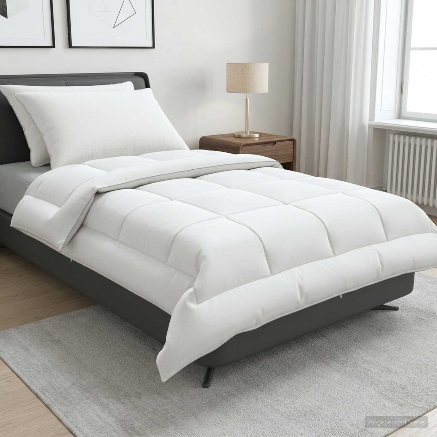 Duvet and Pillow Set 3 pcs 140x220 cm Summer 140 GSM Wool White