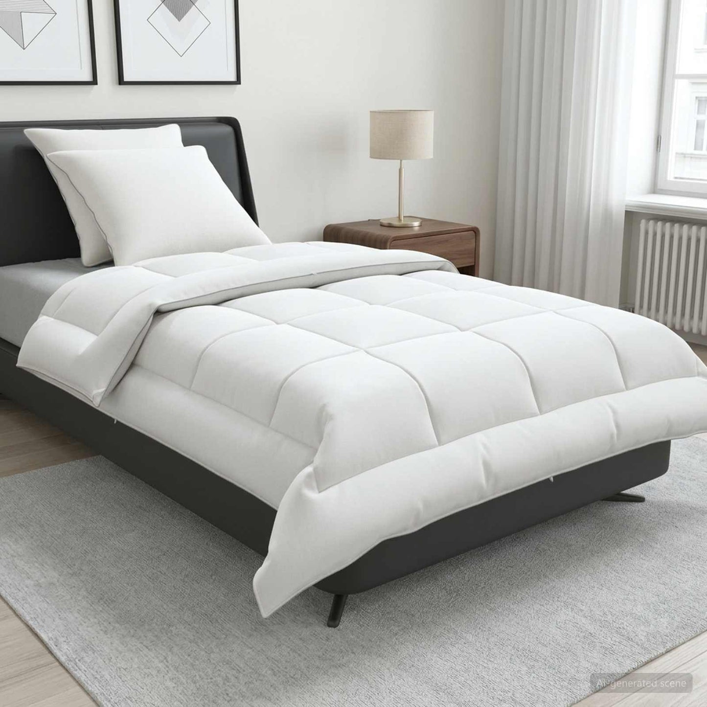 Duvet and Pillow Set 3 pcs 140x220 cm Summer 200 GSM Wool White