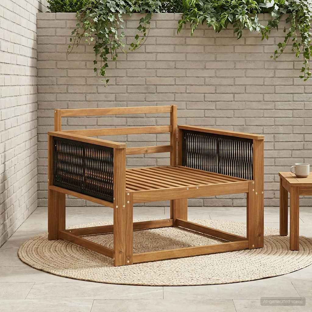 Outdoor Middle Sofa Solid Acacia Wood Natural