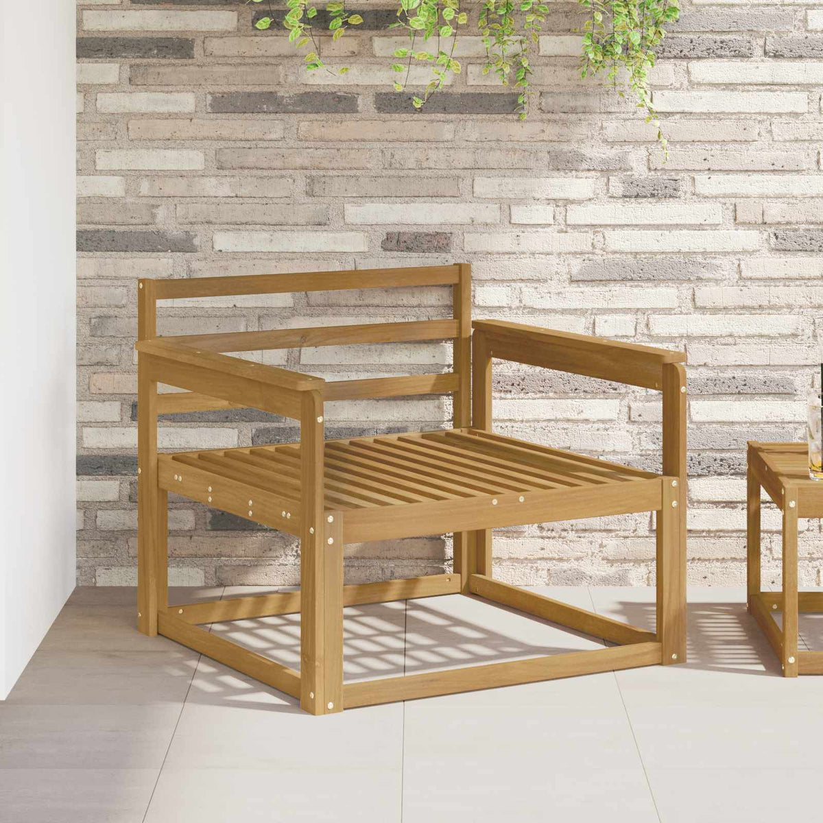 Outdoor Middle Sofa Solid Acacia Wood White