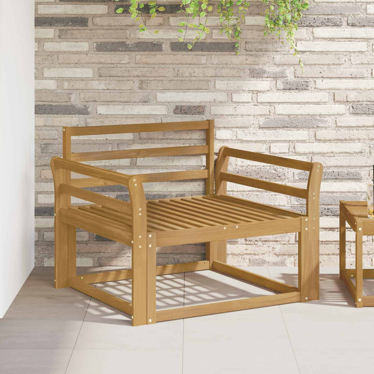 Outdoor Middle Sofa Solid Acacia Wood White