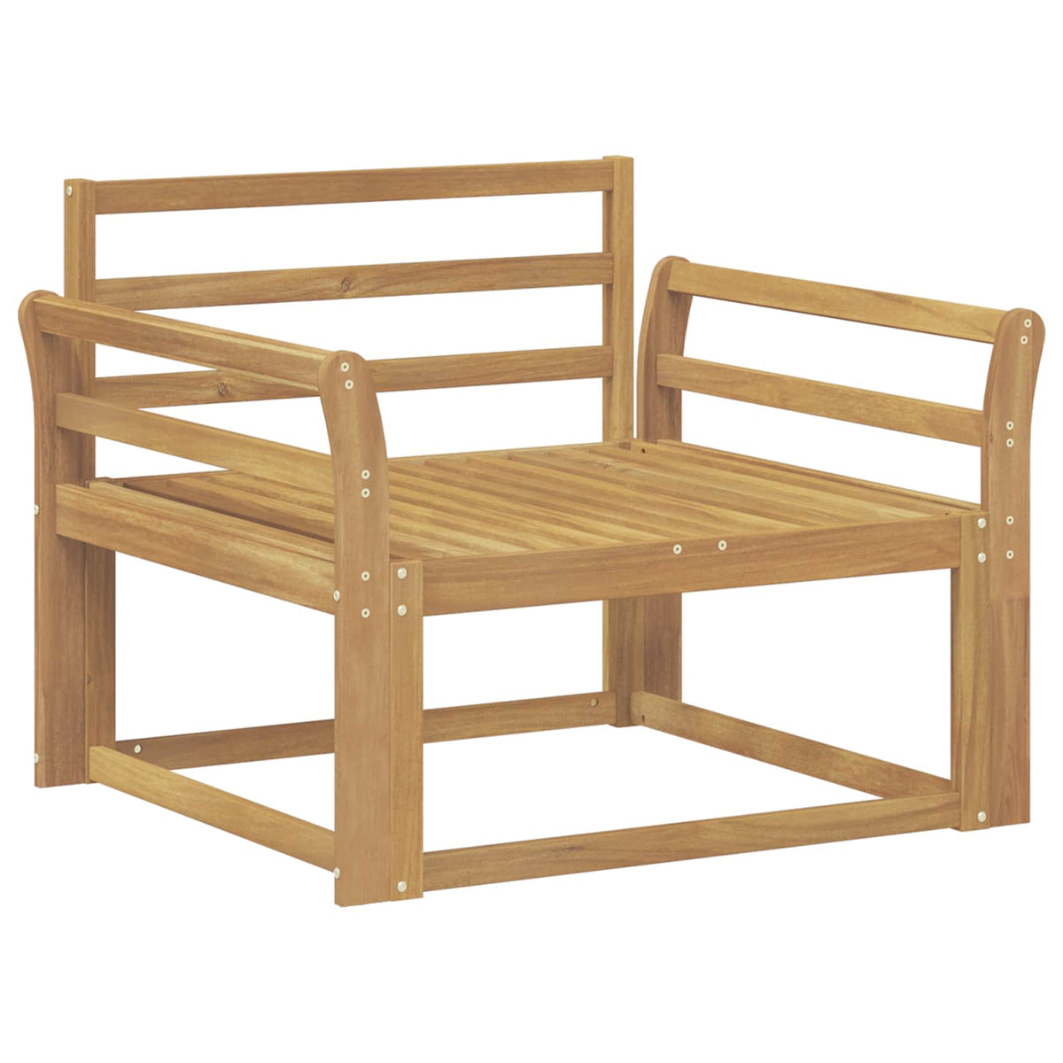 Outdoor Middle Sofa Solid Acacia Wood White