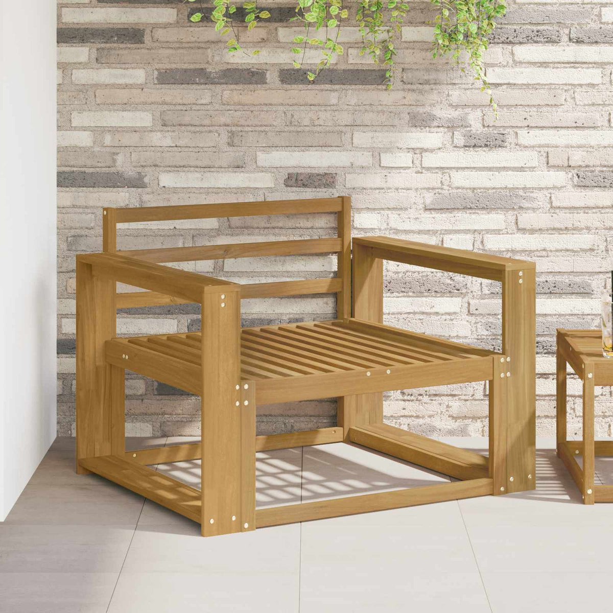 Outdoor Middle Sofa Solid Acacia Wood White