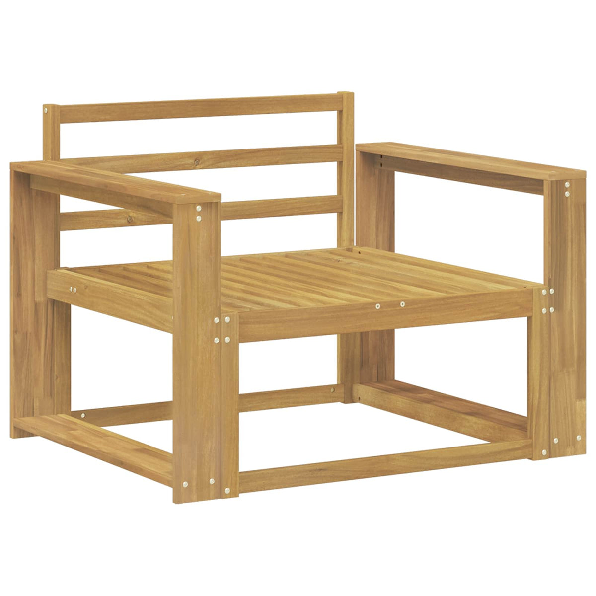 Outdoor Middle Sofa Solid Acacia Wood White