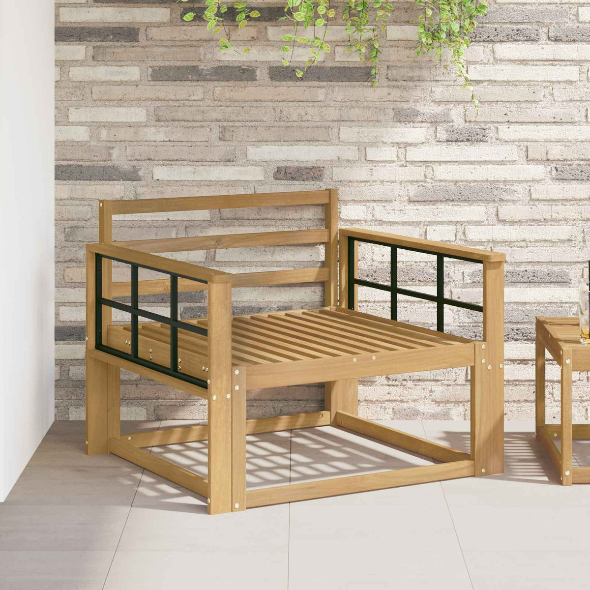Outdoor Middle Sofa Solid Acacia Wood White