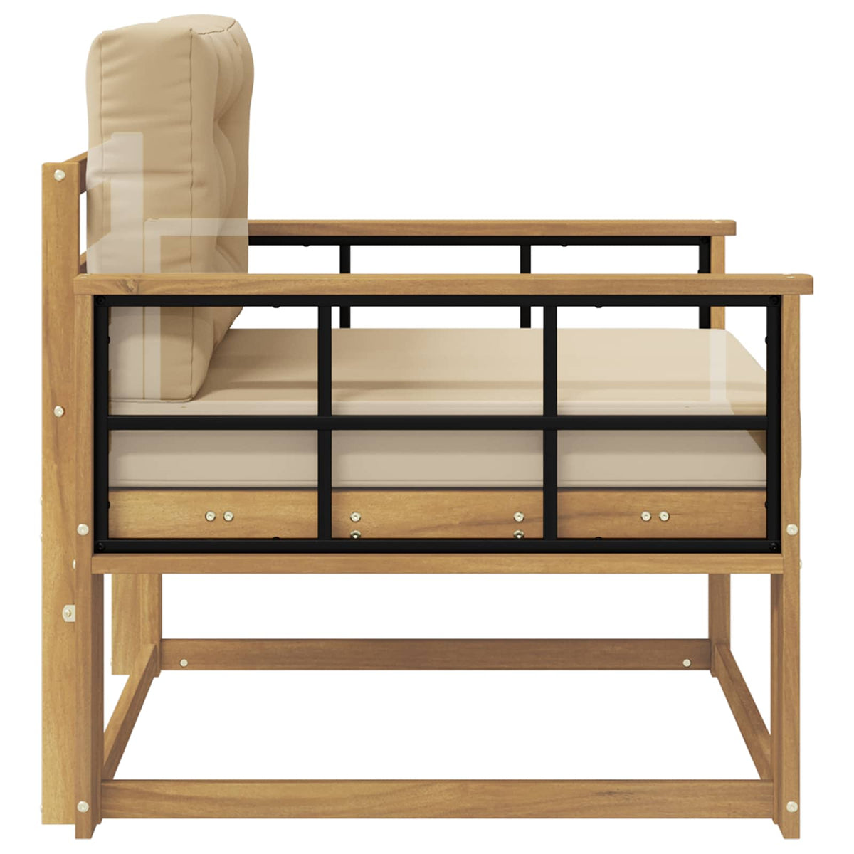 Outdoor Middle Sofa Solid Acacia Wood White
