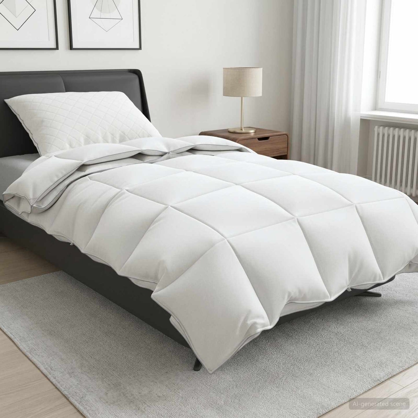 Duvet FULDA 140 x 200 cm 4 Seasons 310 GSM 90% Goose Down White