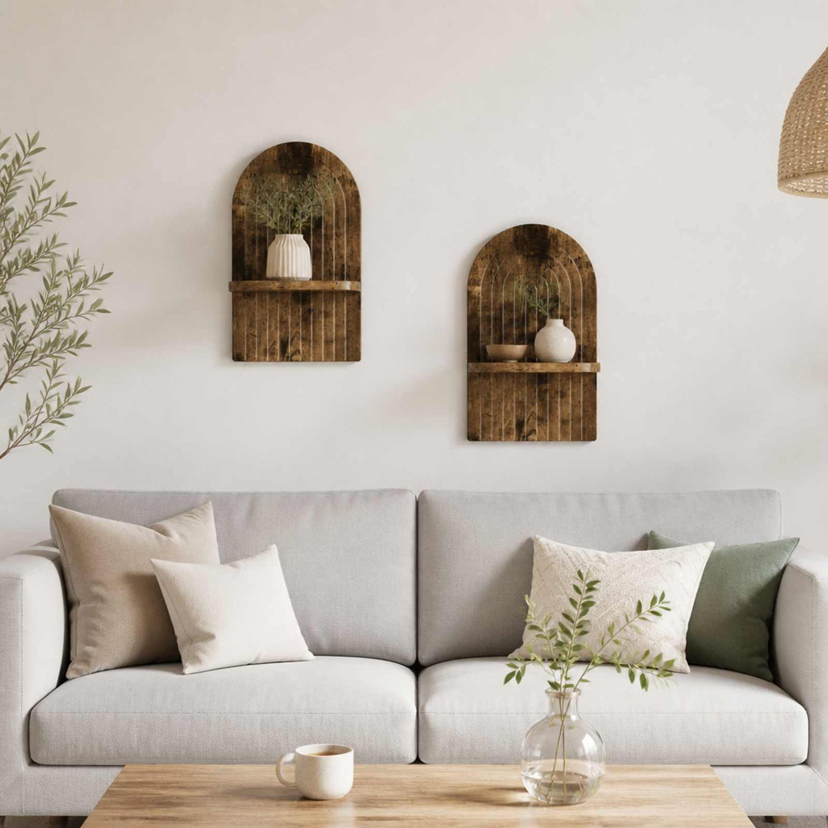 Wall Shelf 2 pcs Smoked Oak 23 x 13.5 x 37.5 cm Engineered Wood