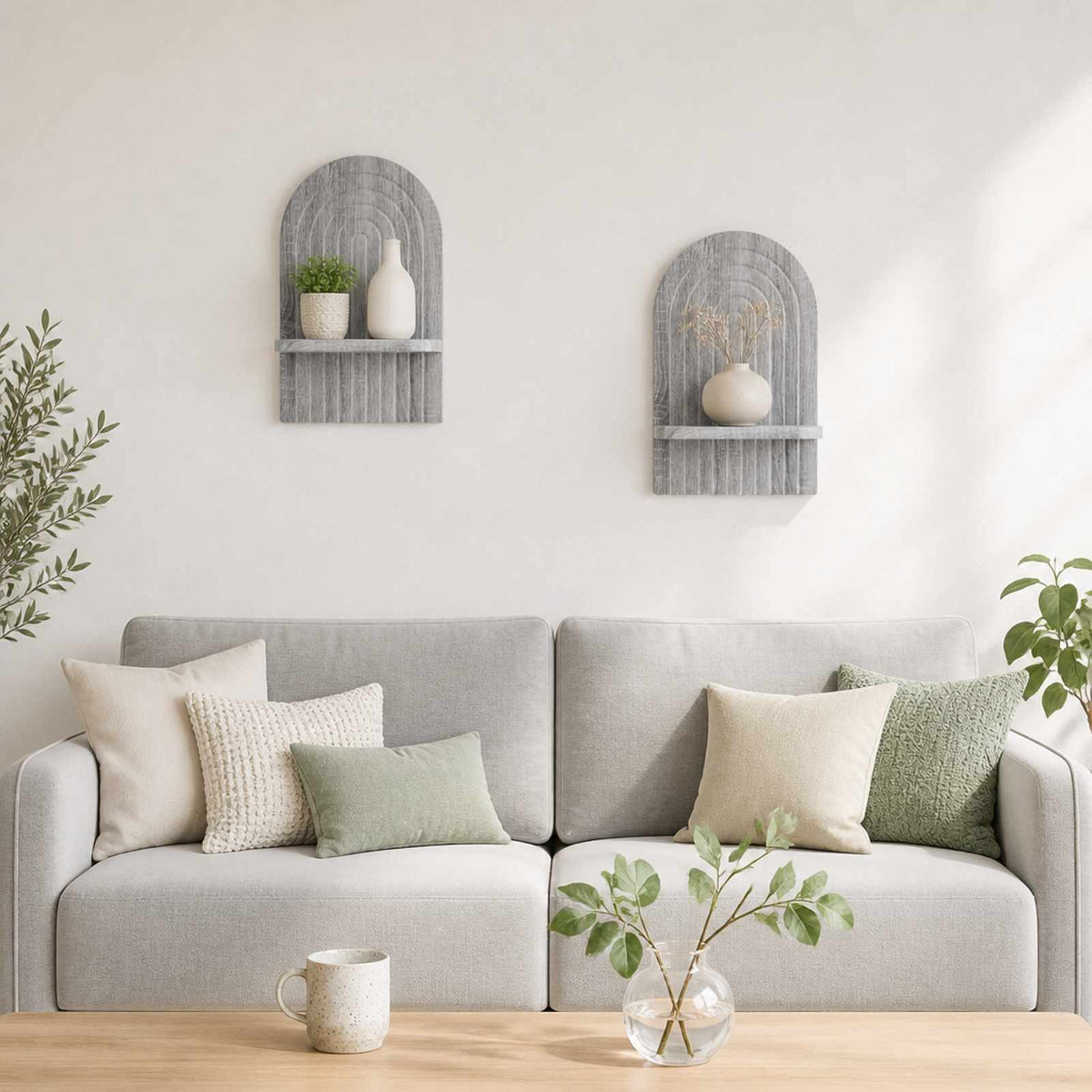 Wall Shelf 2 pcs Grey Sonoma 23 x 13.5 x 37.5 cm