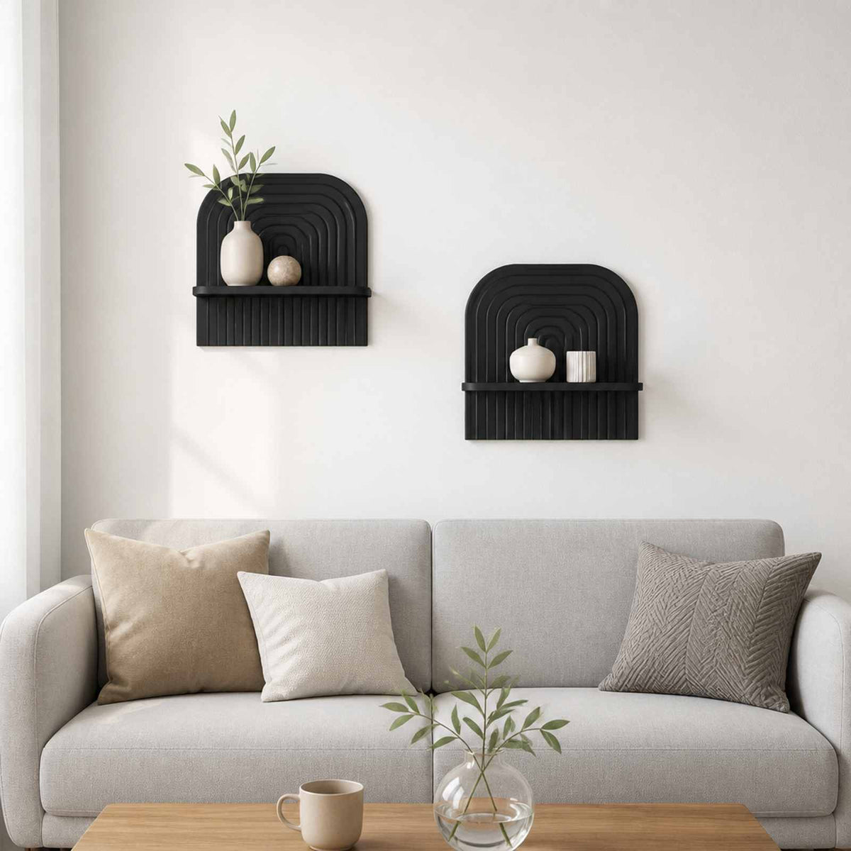 Wall Shelf 2 pcs Black 41 x 13.5 x 37.5 cm Engineered Wood