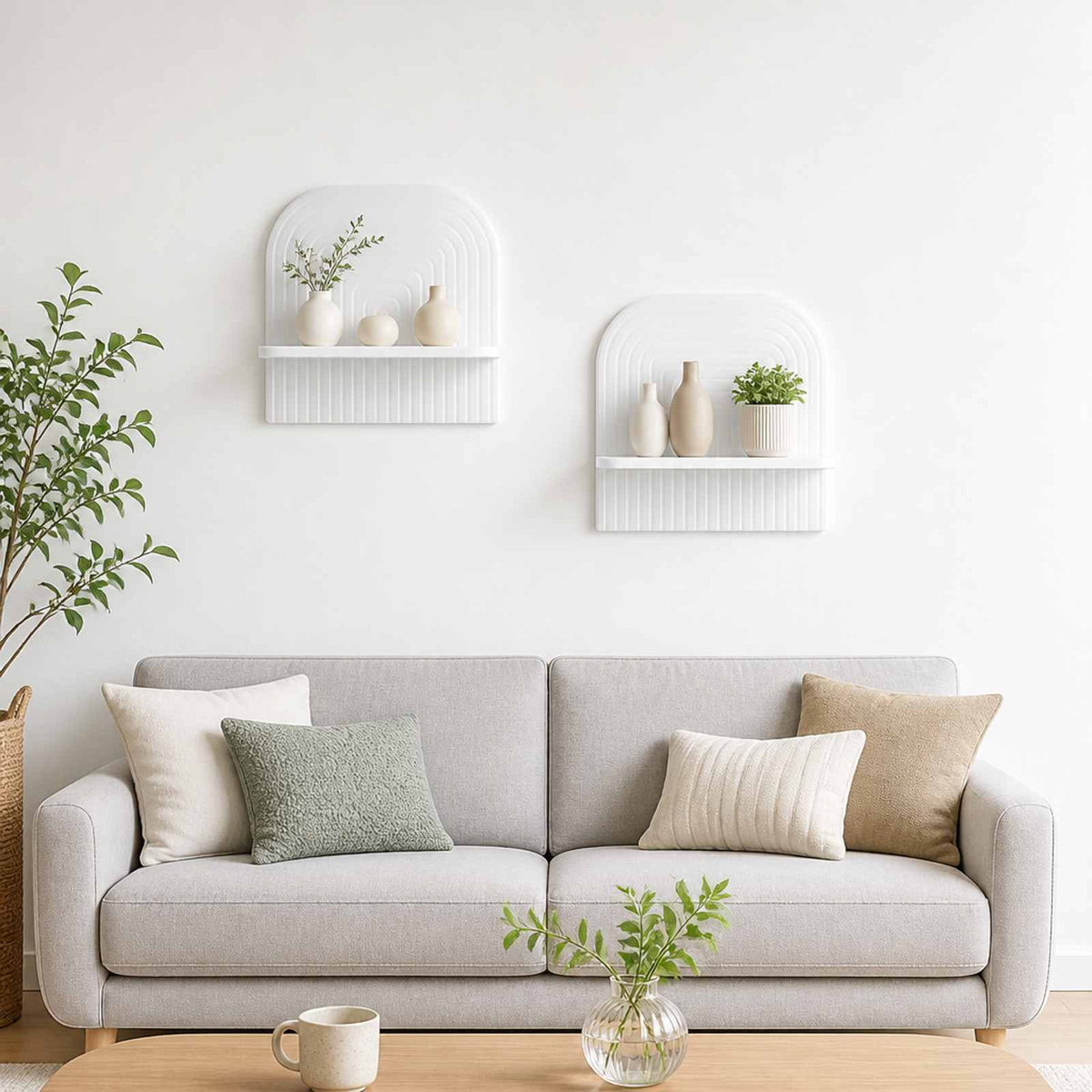 Wall Shelf 2 pcs High Gloss White 41 x 13.5 x 37.5 cm