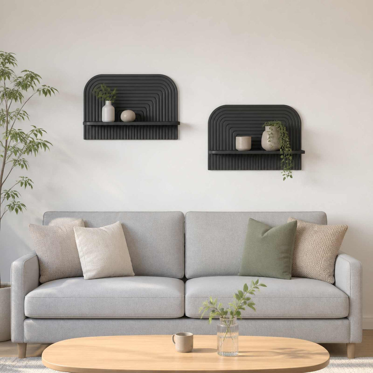Wall Shelf 2 pcs Black 60 x 13.5 x 37.5 cm Engineered Wood