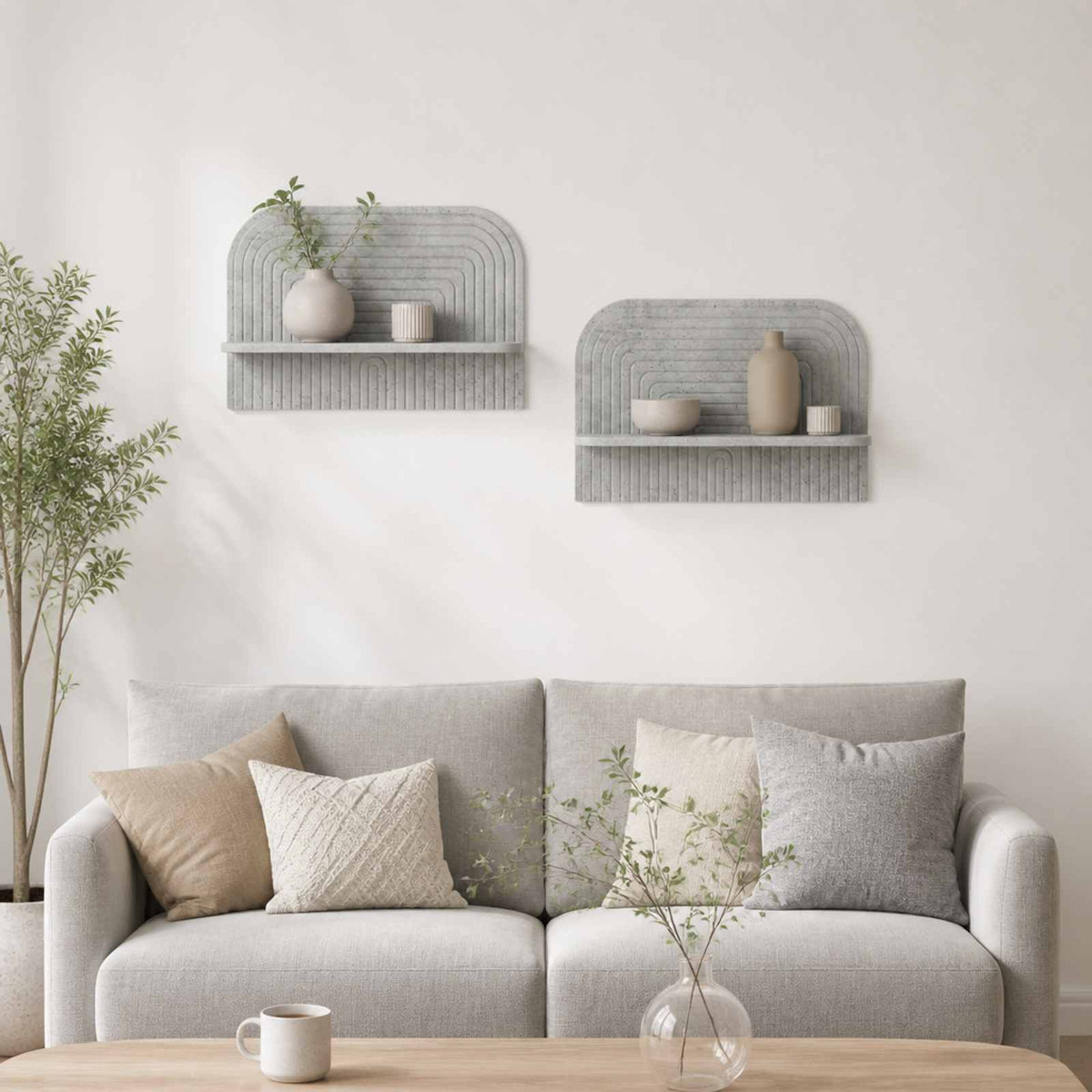 Wall Shelf 2 pcs Concrete Grey 60 x 13.5 x 37.5 cm