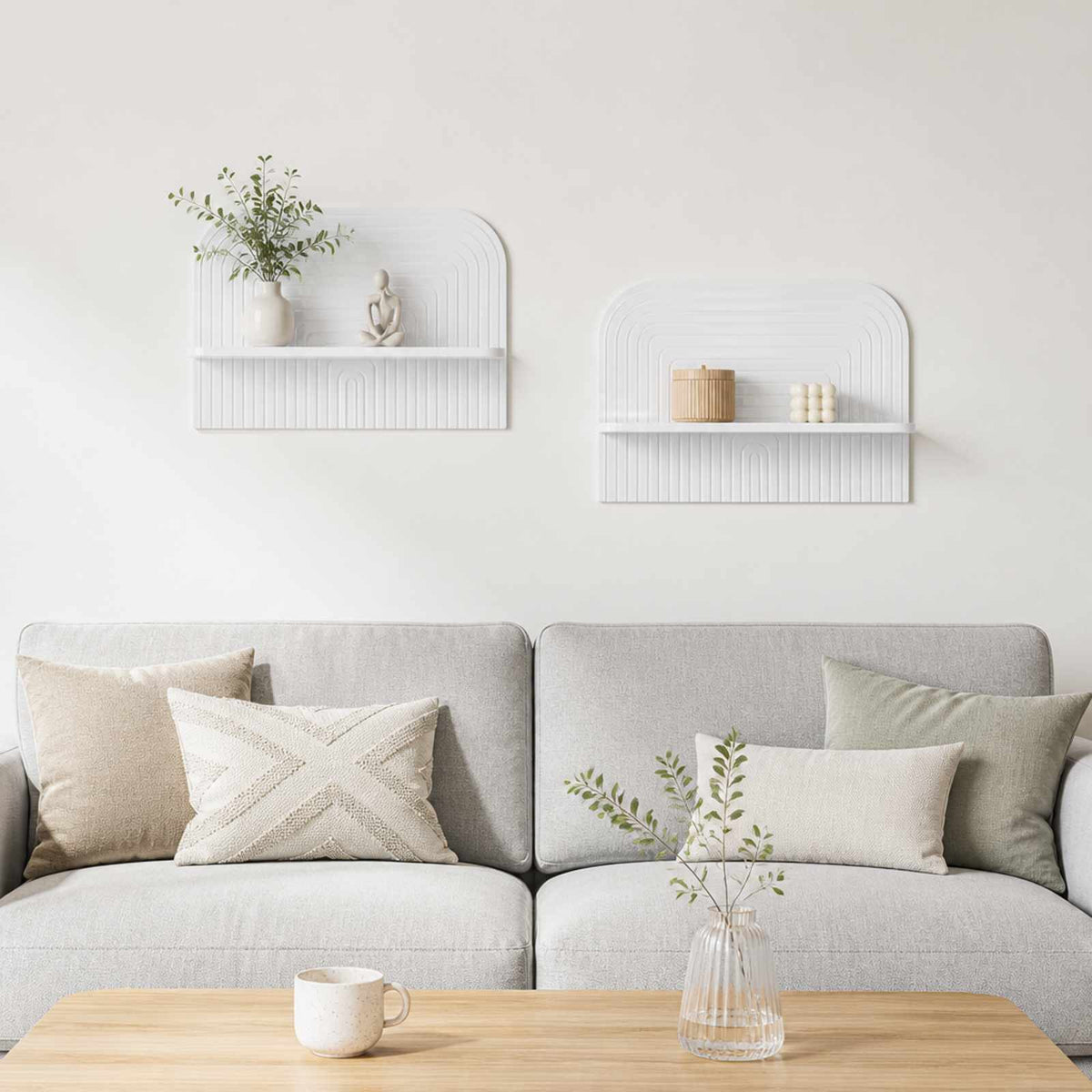 Wall Shelf 2 pcs High Gloss White 60 x 13.5 x 37.5 cm