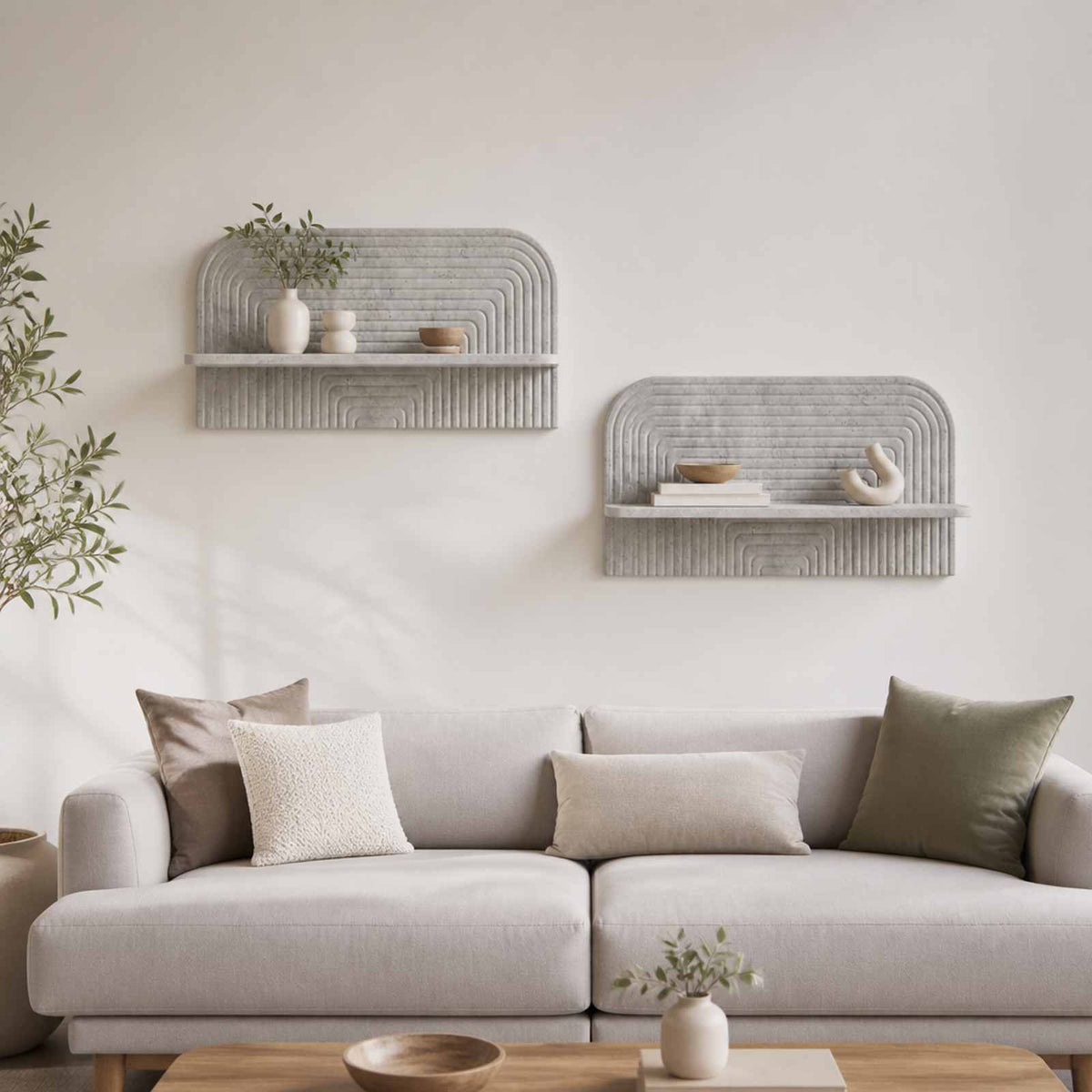 Wall Shelf 2 pcs Concrete Grey 80.5 x 13.5 x 37.5 cm