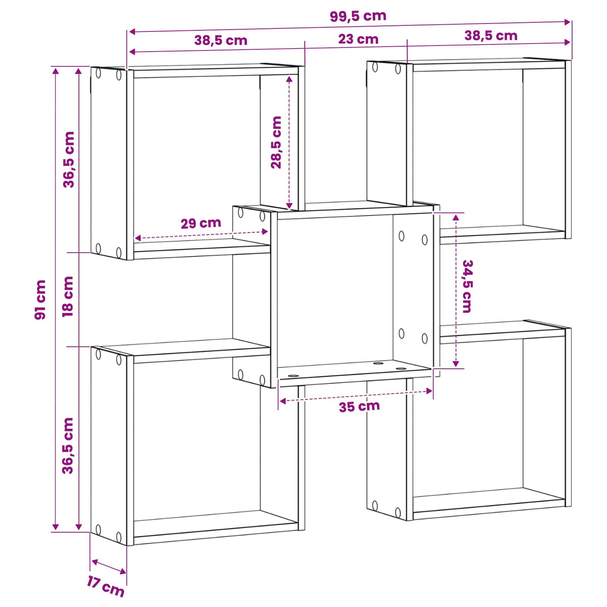 Wall Shelf White 99.5 x 17 x 91 cm Engineered Wood
