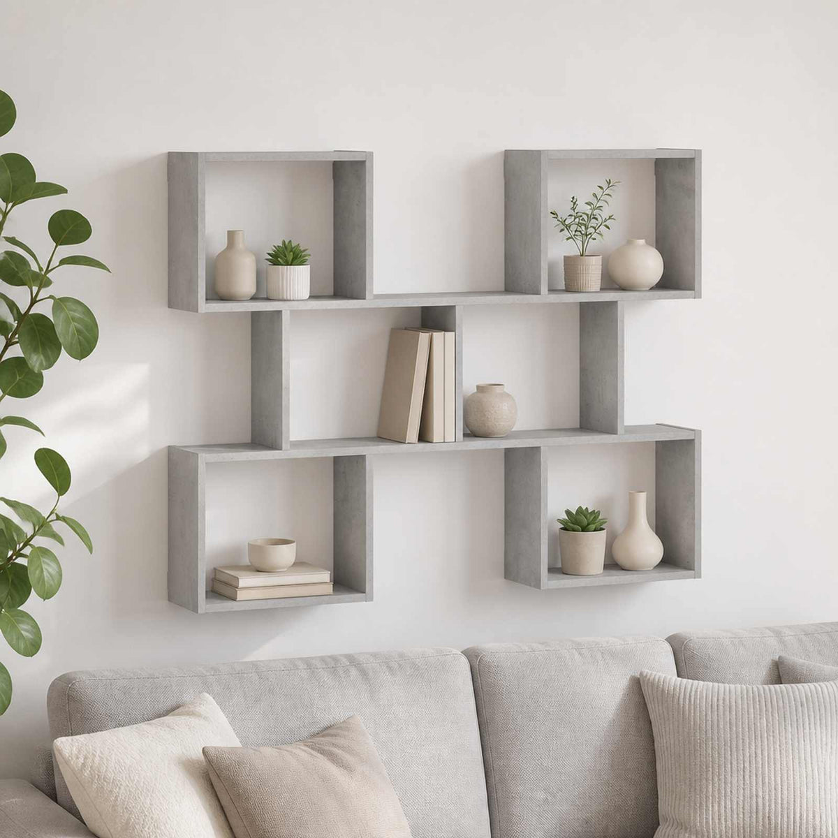 Wall Shelf Concrete Grey 103 x 17 x 80 cm Engineered Wood