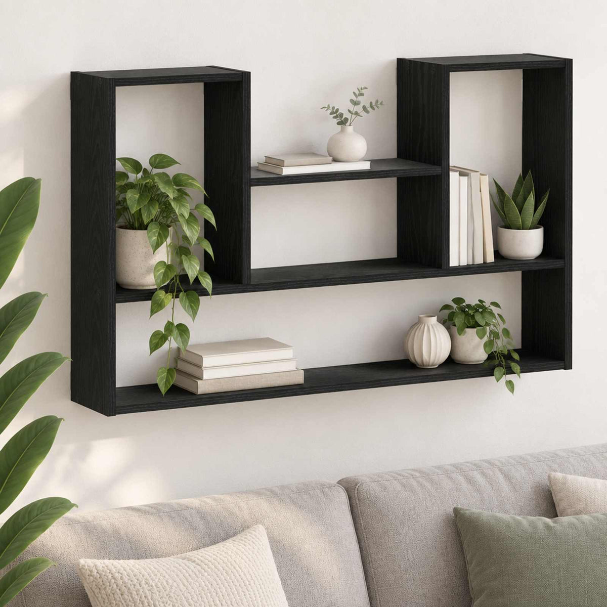 Wall Shelf Black 100 x 17 x 60 cm Engineered Wood