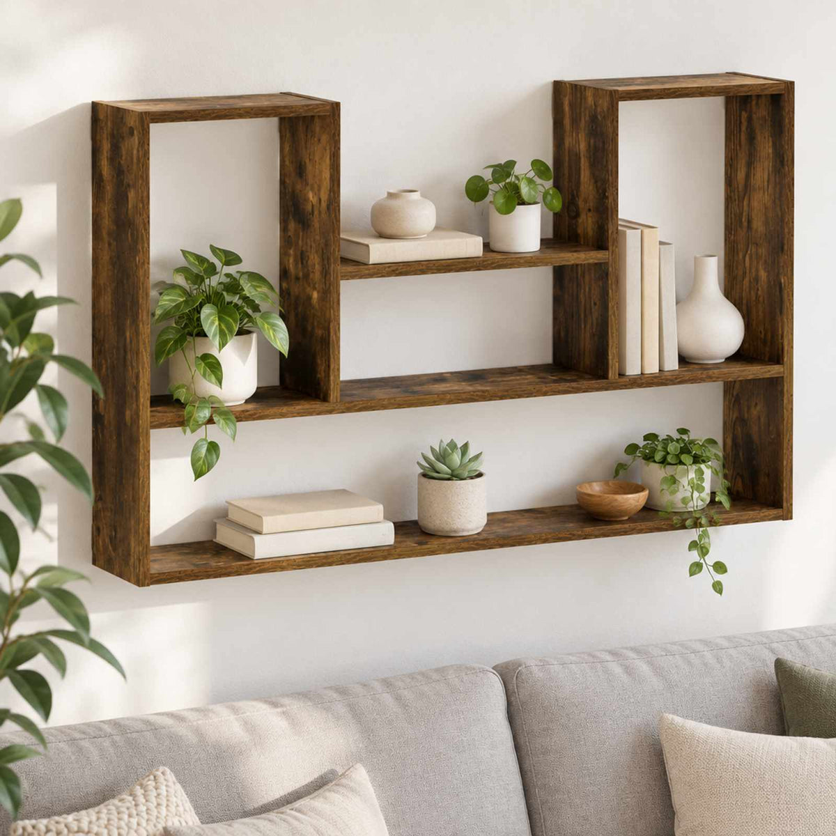 Wall Shelf Smoked Oak 100 x 17 x 60 cm Engineered Wood