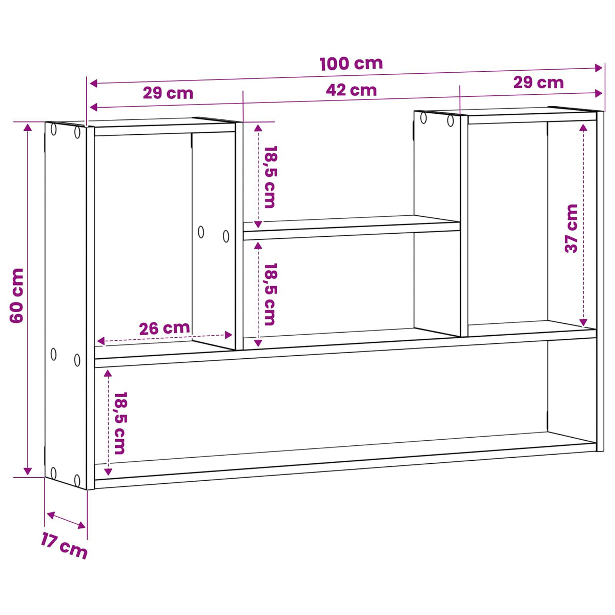 Wall Shelf Grey Sonoma 100 x 17 x 60 cm Engineered Wood
