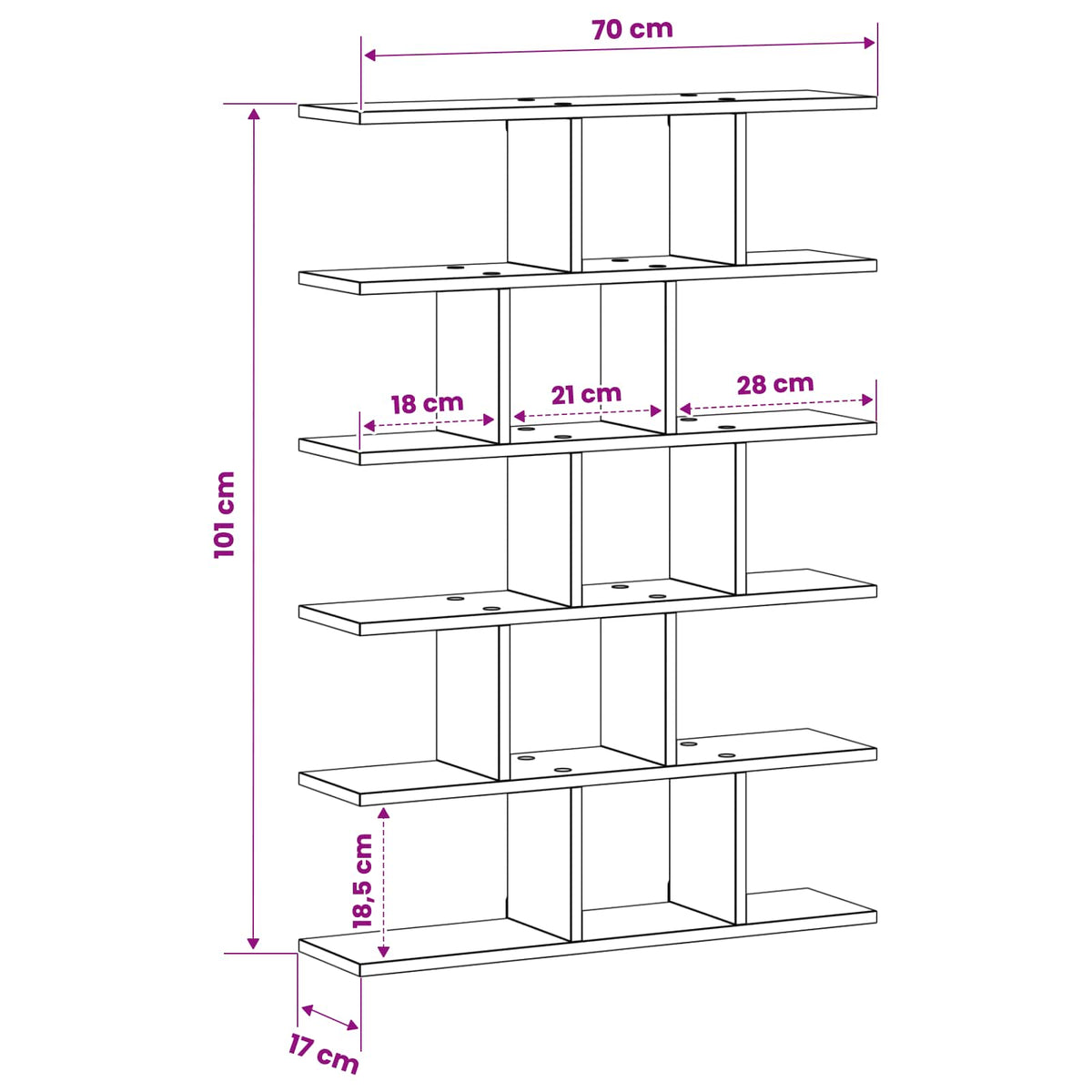 Wall Shelf Concrete Grey 70 x 17 x 101 cm Engineered Wood