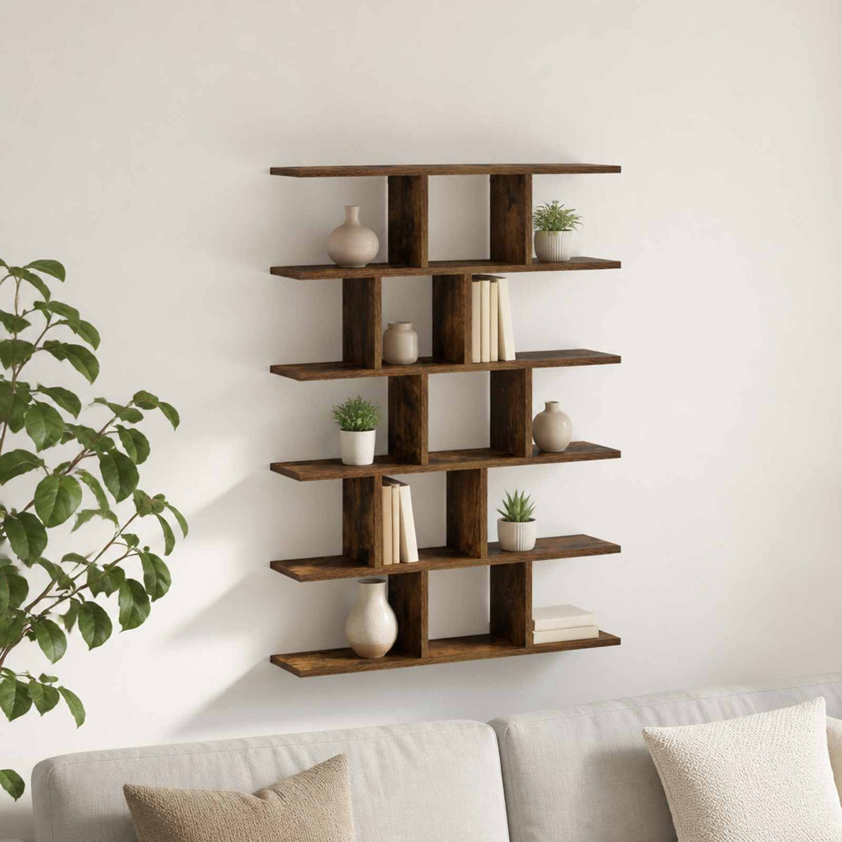Wall Shelf Smoked Oak 70 x 17 x 101 cm Engineered Wood