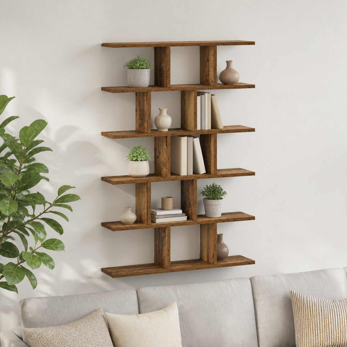 Wall Shelf Oak Wood 70 x 17 x 101 cm Engineered Wood