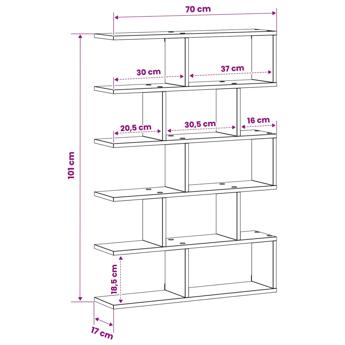 Wall Shelf White 70 x 17 x 101 cm Engineered Wood