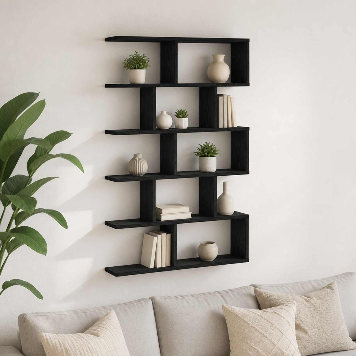 Wall Shelf Black Oak 70 x 17 x 101 cm Engineered Wood