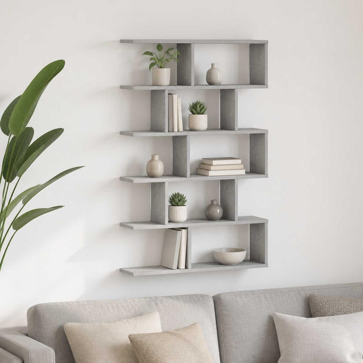 Wall Shelf Concrete Grey 70 x 17 x 101 cm Engineered Wood