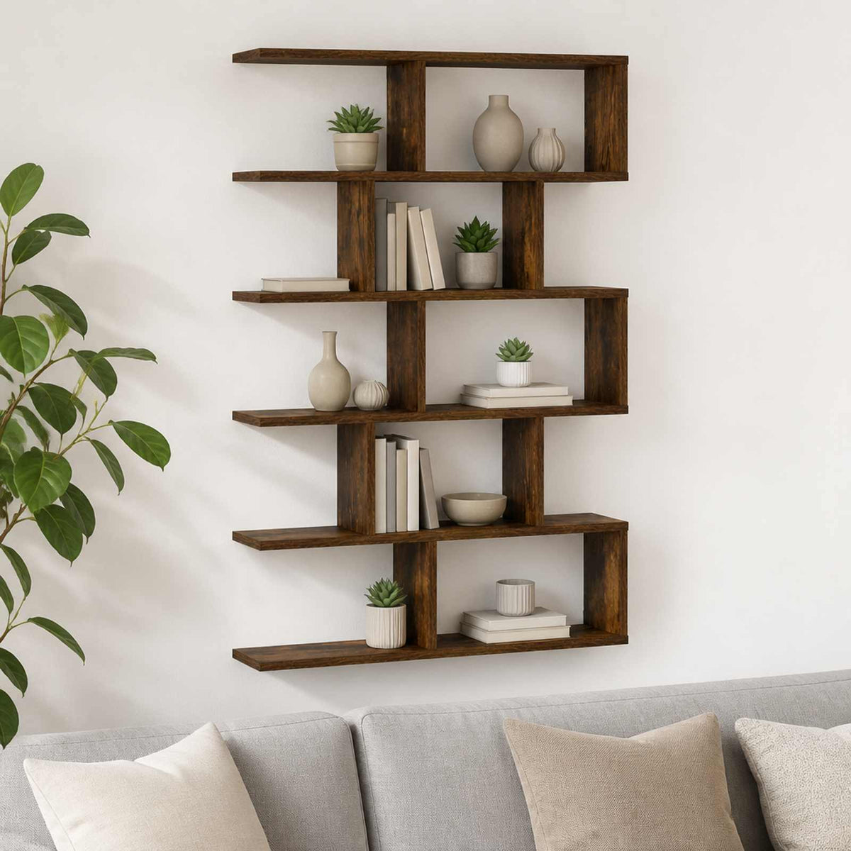 Wall Shelf Smoked Oak 70 x 17 x 101 cm Engineered Wood