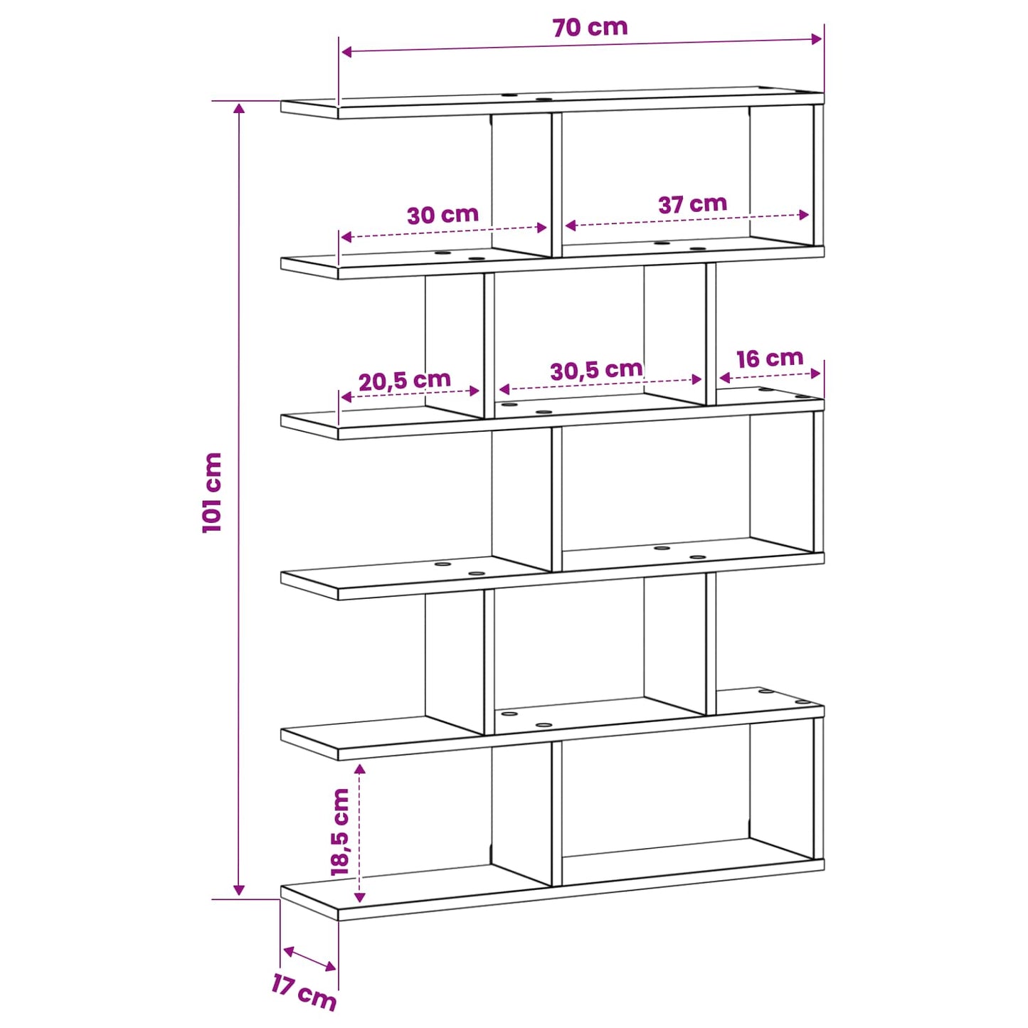 Wall Shelf Smoked Oak 70 x 17 x 101 cm Engineered Wood