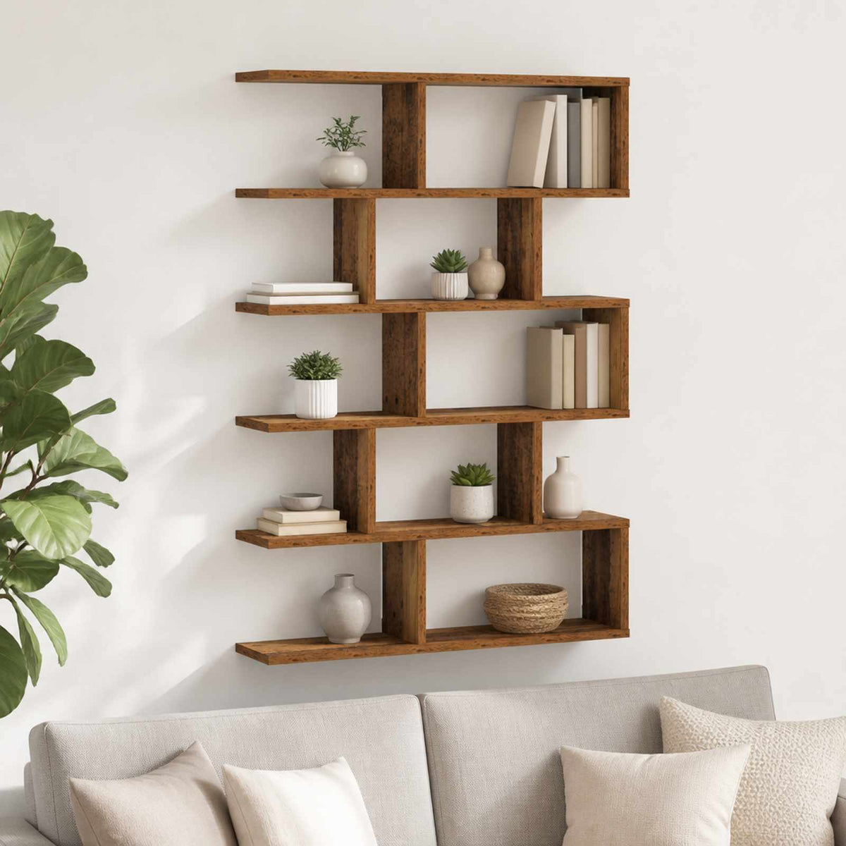 Wall Shelf Old Wood 70 x 17 x 101 cm Engineered Wood