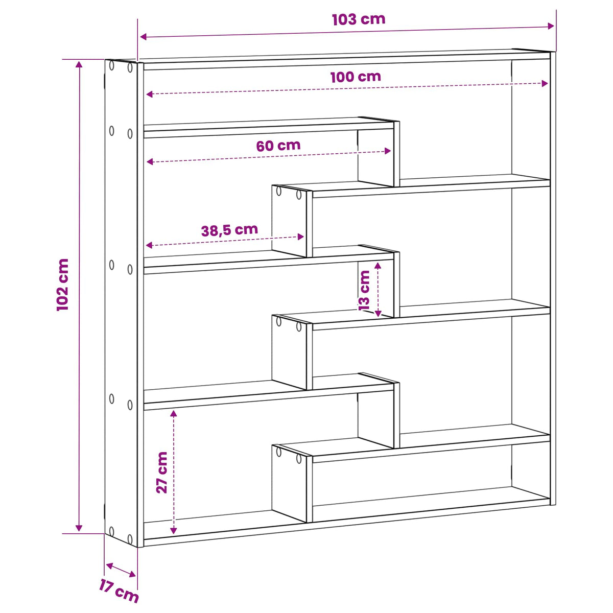 Wall Shelf Concrete Grey 103 x 17 x 102 cm Engineered Wood